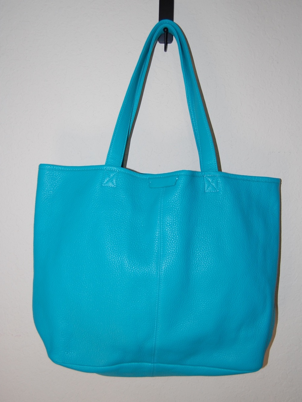 Leatherology Downtown Horizontal Tote Teal Handcrafted Leather